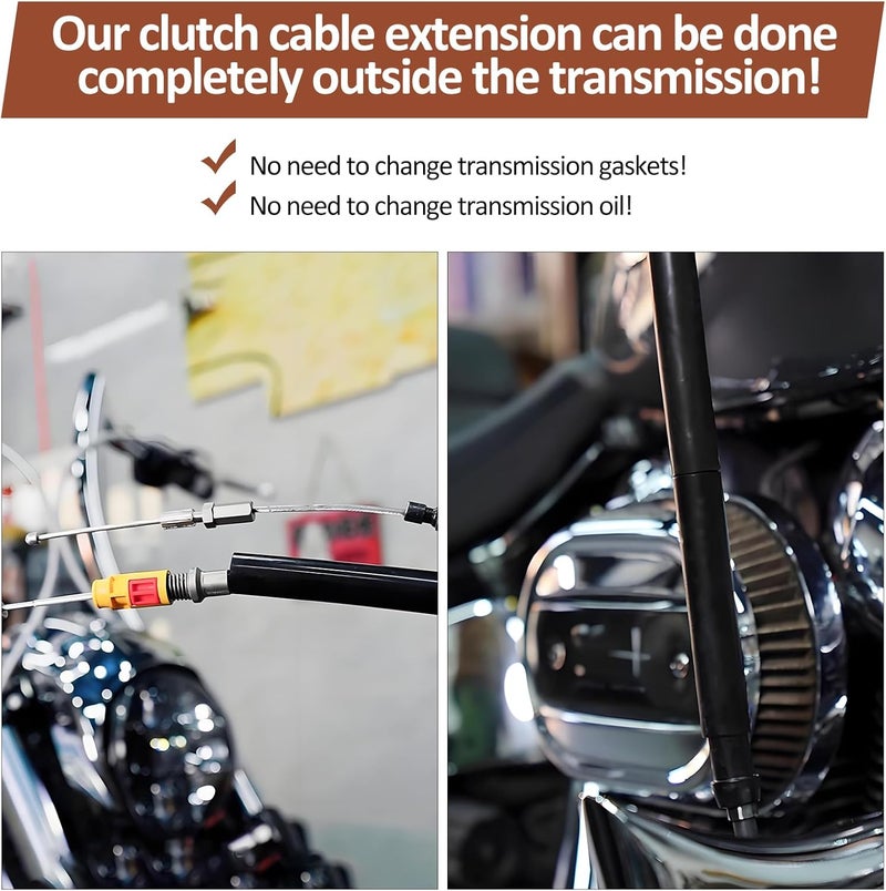 XIDAODIT Clutch Cable Extension Motorcycle Handlebar Clutch Cable Replacement Compatible with Harley 2021-2023 Touring Models,18-23 Softails,21-23 Dynas(4inch) - Image 2